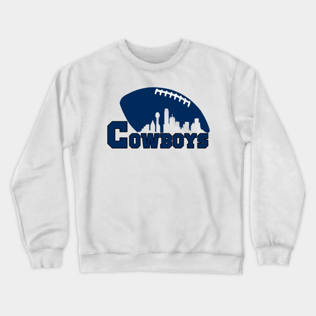 Dallas Cowboys Football Skyline of Dallas City Crewneck Sweatshirt by DexterFreeman